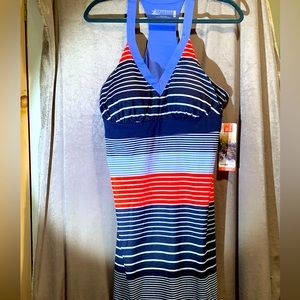 Zero Xposur NWT dress size XL racer back blue/white/red striped